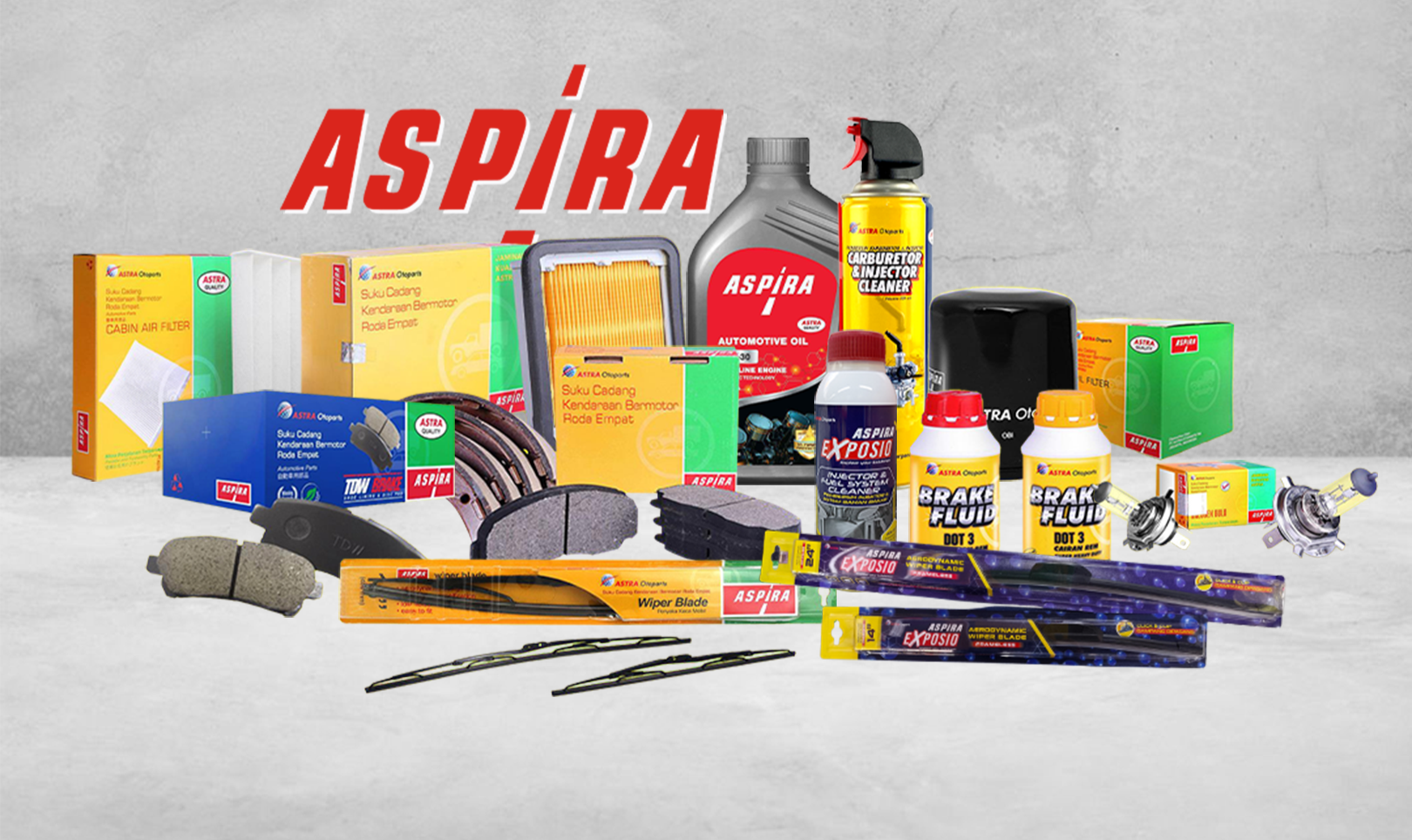 CARADA also carry Car Parts for your common maintenance needs such as Oil Filter, Fuel Filter, Brake Pad, Wiper, Absorber, Bulb with multiple brands such as ASPIRA, Exposio, AKEBONO, KYB, NIBK, New-Era Ignition Coil, SAKURA and many more.